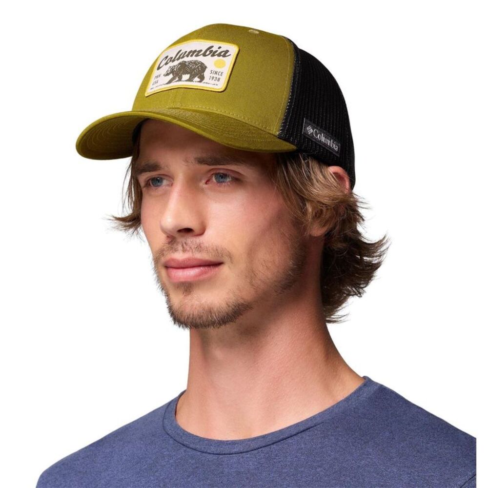 Columbia Mens Logo Mesh Trucker Cap / Mossy Green